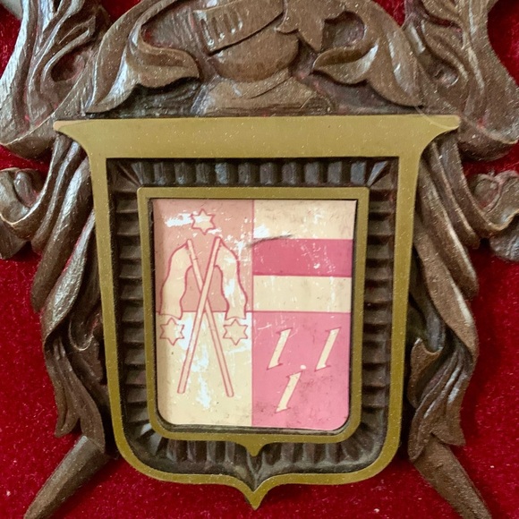 Vintage Family Crest On Red Velvet 14/17” Plastic - Picture 5 of 10